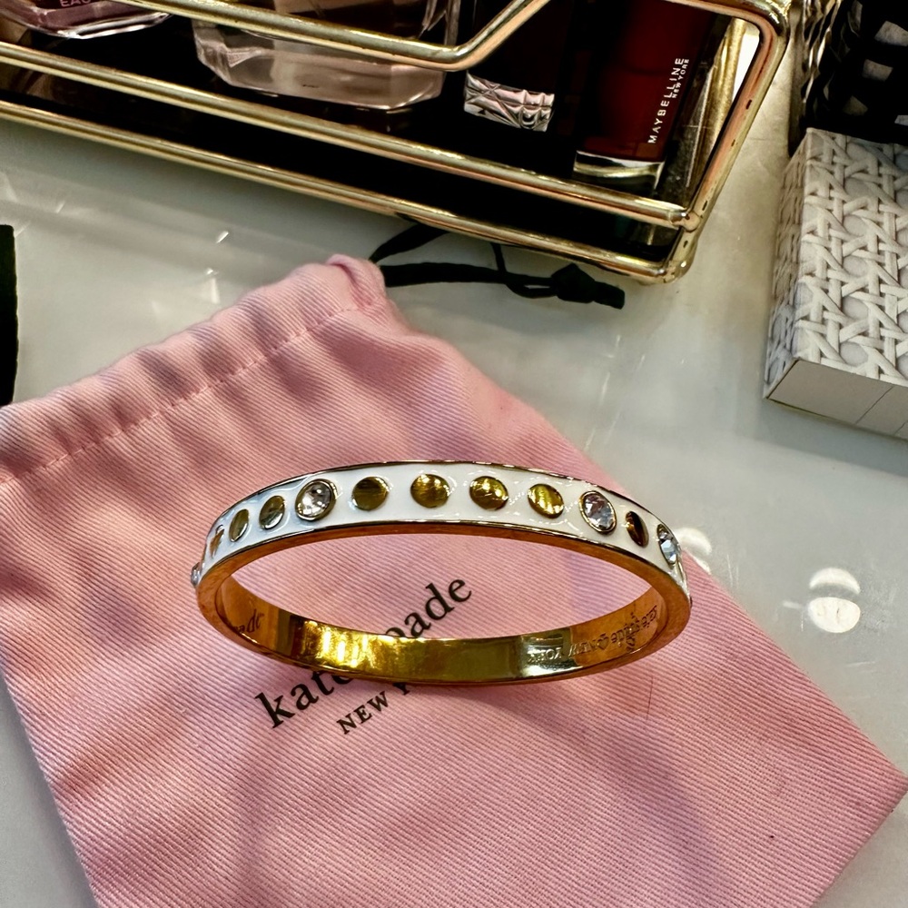 Kate Spade Gold and White Polka Dot Bracelet